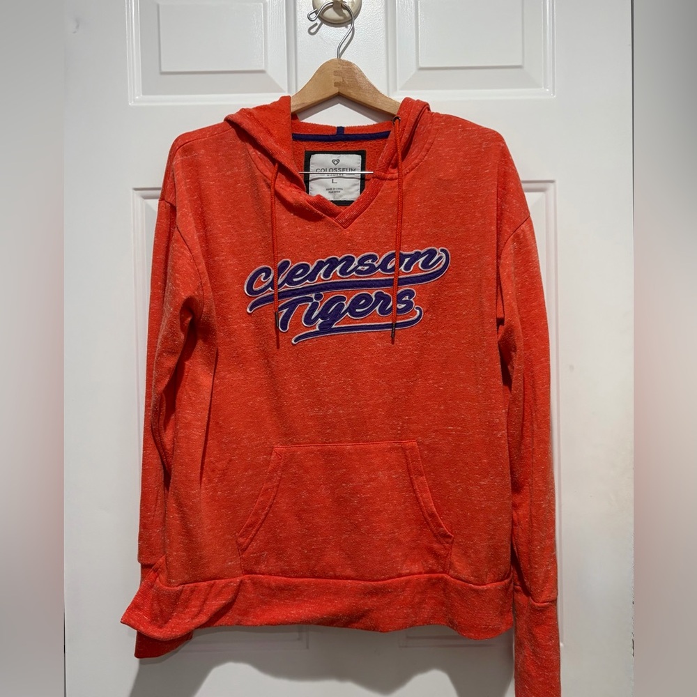 Colosseum Women's Orange Pullover V-Neck Hoodie, Large